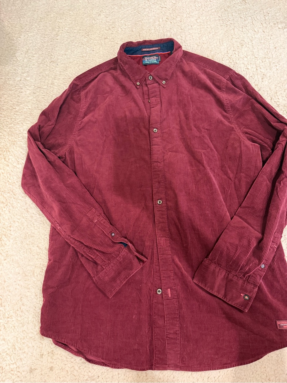 Scotch & Soda Men's Corduroy Shirt - Wine Red
